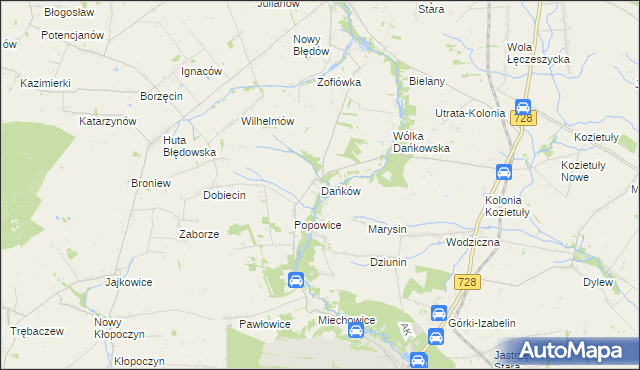 mapa Dańków gmina Błędów, Dańków gmina Błędów na mapie Targeo