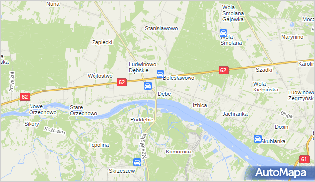 mapa Dębe gmina Serock, Dębe gmina Serock na mapie Targeo