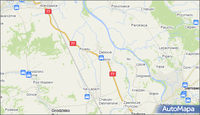 mapa Dębno gmina Leżajsk, Dębno gmina Leżajsk na mapie Targeo