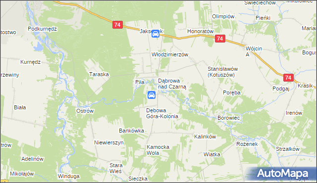 mapa Dębowa Góra gmina Aleksandrów, Dębowa Góra gmina Aleksandrów na mapie Targeo