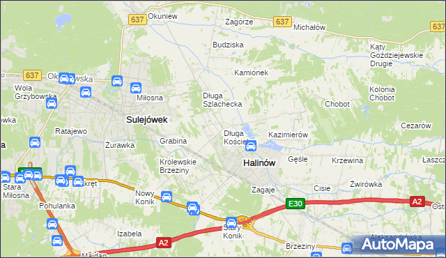 mapa Długa Kościelna, Długa Kościelna na mapie Targeo