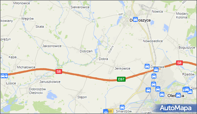 mapa Dobra gmina Dobroszyce, Dobra gmina Dobroszyce na mapie Targeo