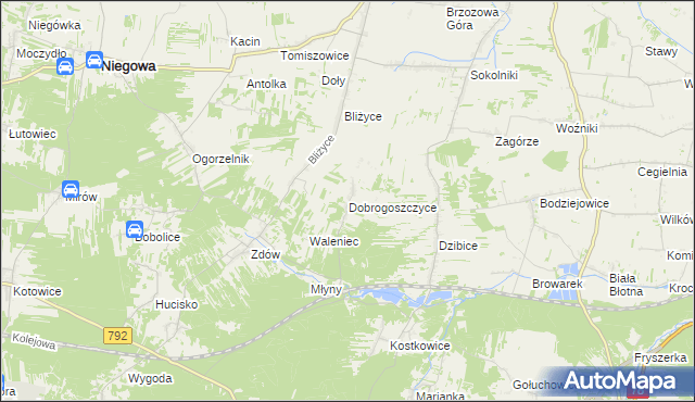 mapa Dobrogoszczyce, Dobrogoszczyce na mapie Targeo