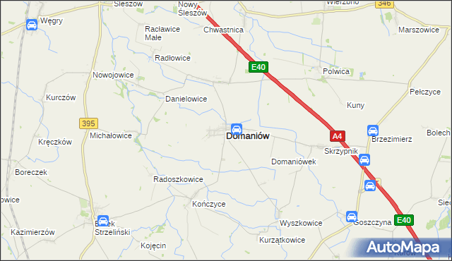 mapa Domaniów powiat oławski, Domaniów powiat oławski na mapie Targeo