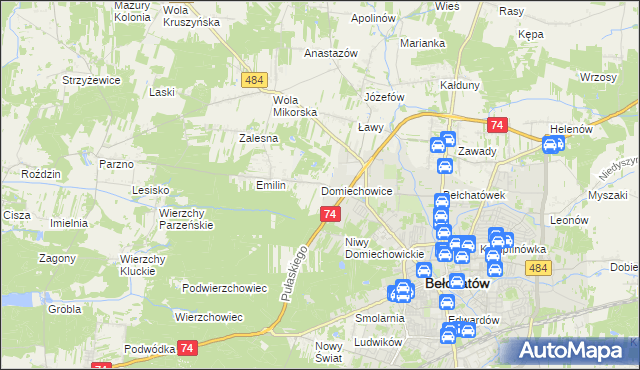 mapa Domiechowice, Domiechowice na mapie Targeo