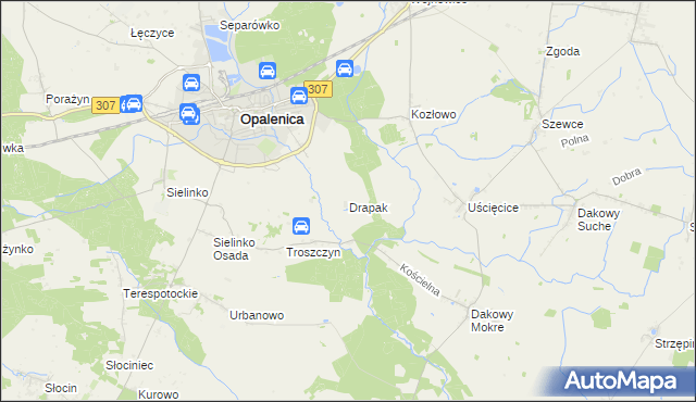 mapa Drapak, Drapak na mapie Targeo