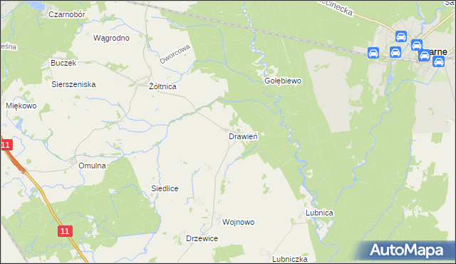 mapa Drawień, Drawień na mapie Targeo