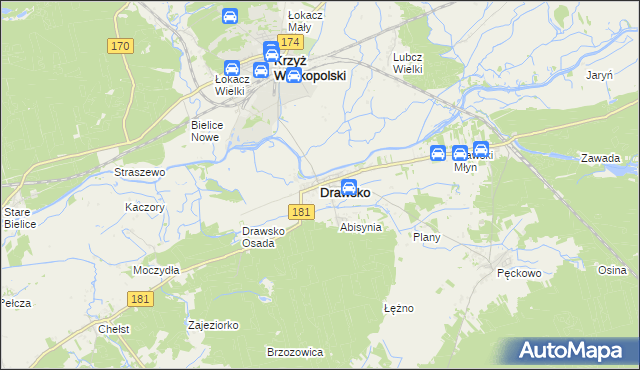 mapa Drawsko, Drawsko na mapie Targeo