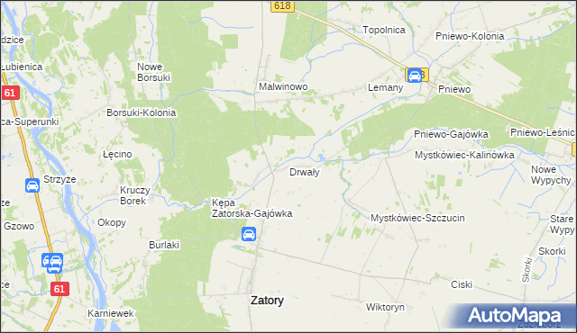 mapa Drwały gmina Zatory, Drwały gmina Zatory na mapie Targeo