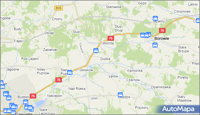 mapa Dudka gmina Borowie, Dudka gmina Borowie na mapie Targeo