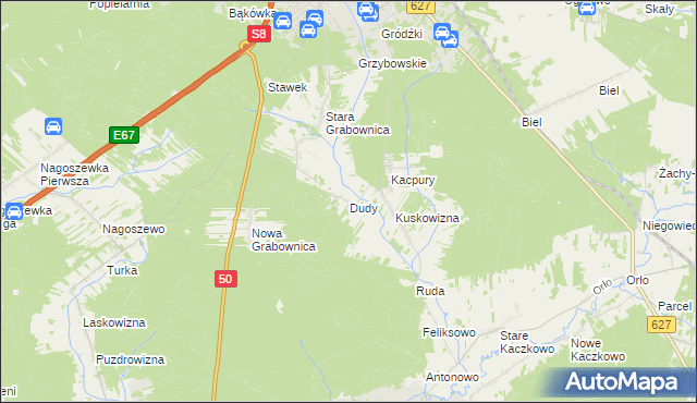 mapa Dudy, Dudy na mapie Targeo