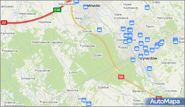 mapa Działki gmina Wiskitki, Działki gmina Wiskitki na mapie Targeo