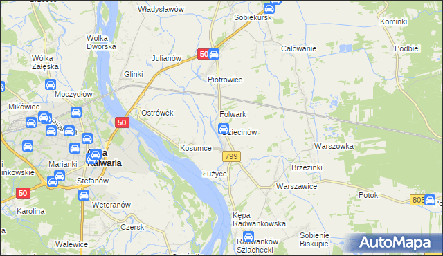 mapa Dziecinów gmina Sobienie-Jeziory, Dziecinów gmina Sobienie-Jeziory na mapie Targeo