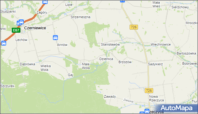 mapa Dzielnica gmina Czerniewice, Dzielnica gmina Czerniewice na mapie Targeo