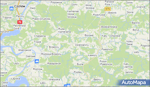 mapa Dzierżaniny, Dzierżaniny na mapie Targeo