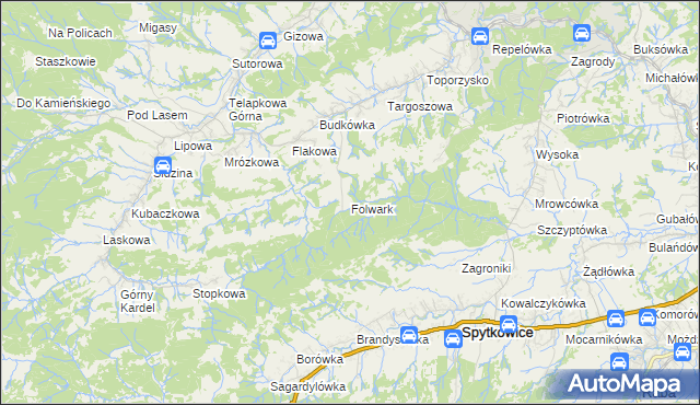 mapa Folwark gmina Jordanów, Folwark gmina Jordanów na mapie Targeo