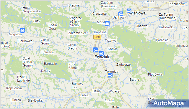 mapa Frysztak, Frysztak na mapie Targeo