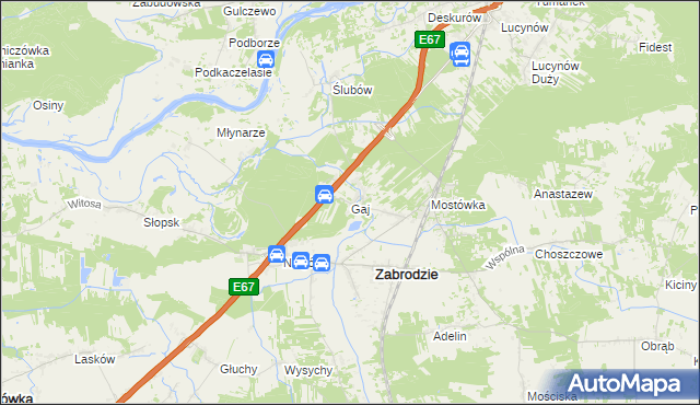 mapa Gaj gmina Zabrodzie, Gaj gmina Zabrodzie na mapie Targeo