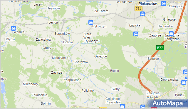 mapa Gałęzice, Gałęzice na mapie Targeo