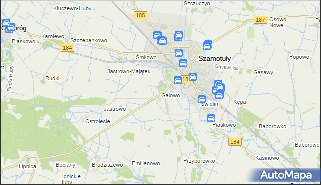 mapa Gałowo gmina Szamotuły, Gałowo gmina Szamotuły na mapie Targeo