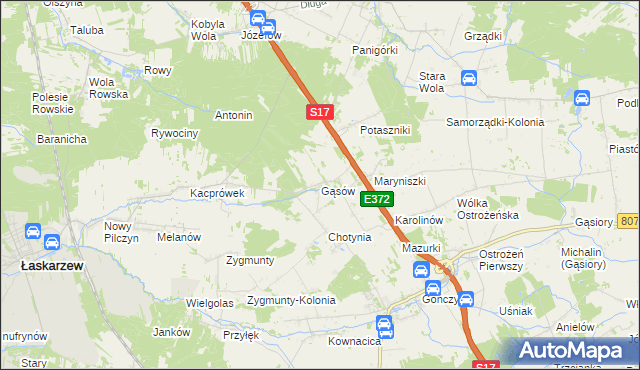 mapa Gąsów, Gąsów na mapie Targeo