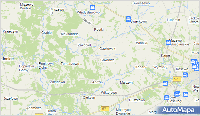 mapa Gawłowo, Gawłowo na mapie Targeo