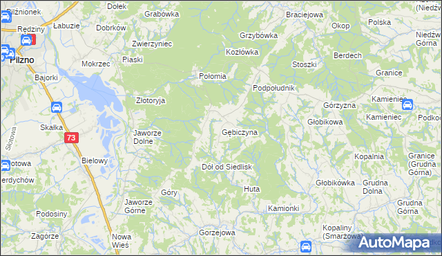 mapa Gębiczyna, Gębiczyna na mapie Targeo