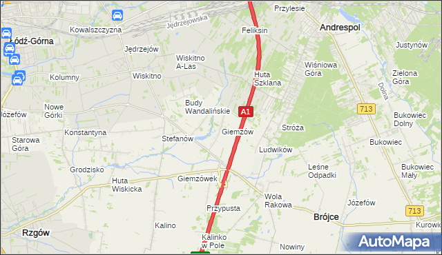 mapa Giemzów, Giemzów na mapie Targeo