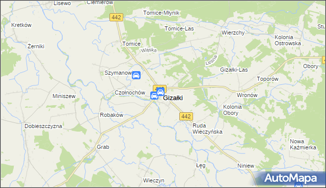 mapa Gizałki, Gizałki na mapie Targeo