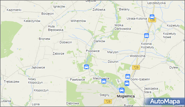 mapa Główczyn gmina Mogielnica, Główczyn gmina Mogielnica na mapie Targeo