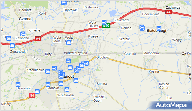 mapa Głuchów gmina Łańcut, Głuchów gmina Łańcut na mapie Targeo