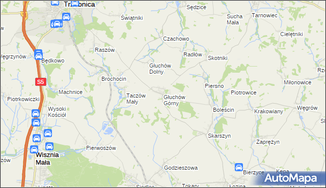 mapa Głuchów Górny, Głuchów Górny na mapie Targeo