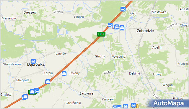 mapa Głuchy, Głuchy na mapie Targeo