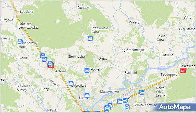 mapa Gnaty gmina Lelis, Gnaty gmina Lelis na mapie Targeo