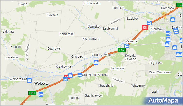 mapa Godaszewice, Godaszewice na mapie Targeo