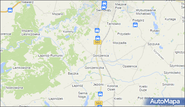 mapa Gorczenica, Gorczenica na mapie Targeo