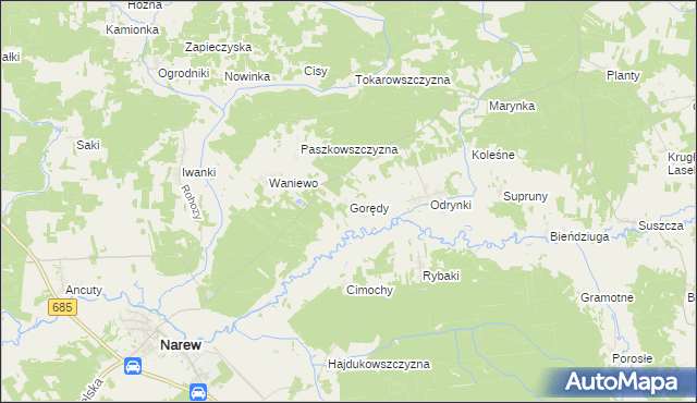 mapa Gorędy, Gorędy na mapie Targeo