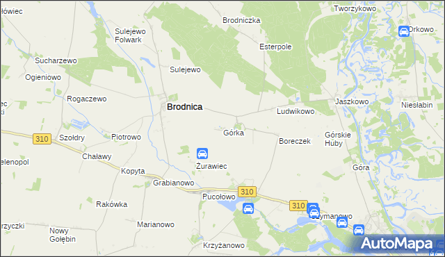 mapa Górka gmina Brodnica, Górka gmina Brodnica na mapie Targeo