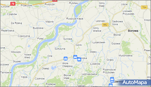mapa Górki gmina Borowa, Górki gmina Borowa na mapie Targeo