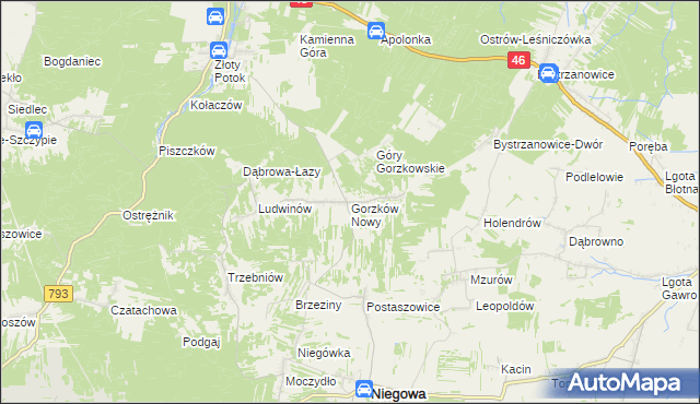 mapa Gorzków Nowy, Gorzków Nowy na mapie Targeo