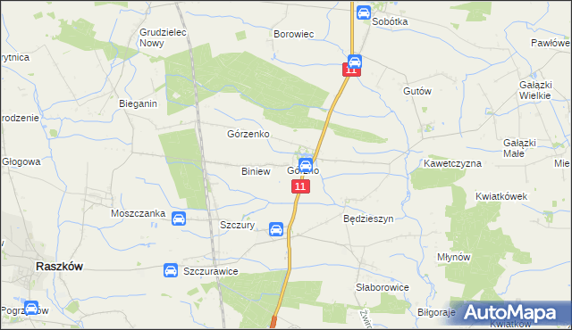 mapa Górzno gmina Ostrów Wielkopolski, Górzno gmina Ostrów Wielkopolski na mapie Targeo