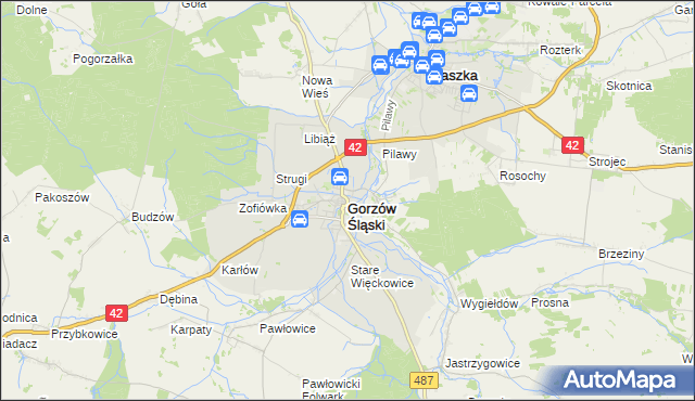 mapa Gorzów Śląski, Gorzów Śląski na mapie Targeo