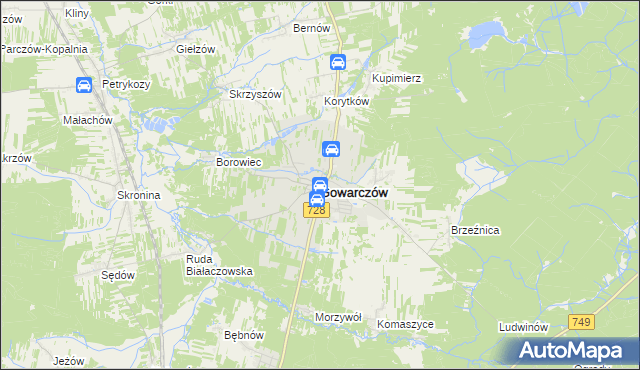 mapa Gowarczów, Gowarczów na mapie Targeo