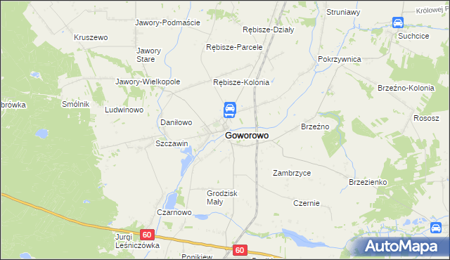 mapa Goworowo powiat ostrołęcki, Goworowo powiat ostrołęcki na mapie Targeo