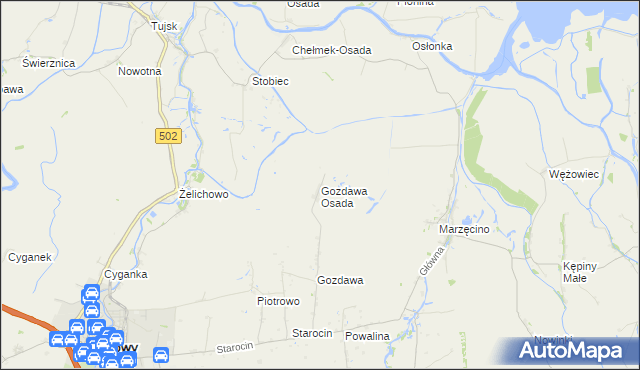 mapa Gozdawa Osada, Gozdawa Osada na mapie Targeo