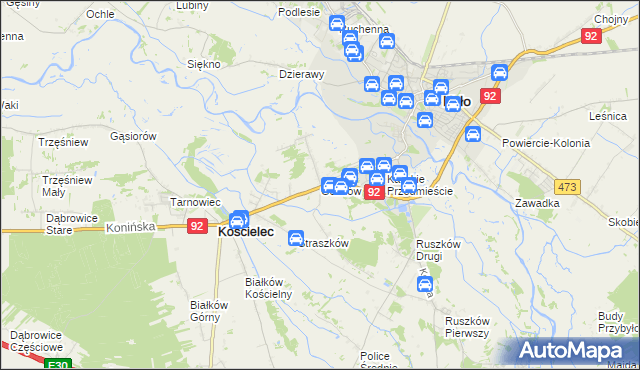 mapa Gozdów gmina Kościelec, Gozdów gmina Kościelec na mapie Targeo