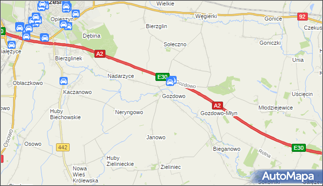 mapa Gozdowo gmina Września, Gozdowo gmina Września na mapie Targeo