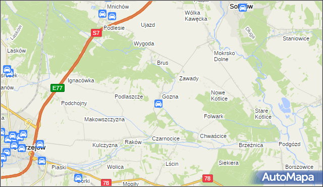 mapa Gozna, Gozna na mapie Targeo