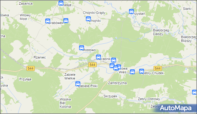 mapa Grabnik gmina Olszewo-Borki, Grabnik gmina Olszewo-Borki na mapie Targeo
