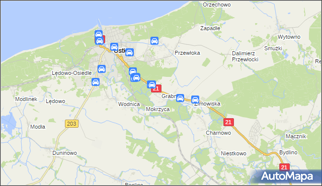 mapa Grabno gmina Ustka, Grabno gmina Ustka na mapie Targeo